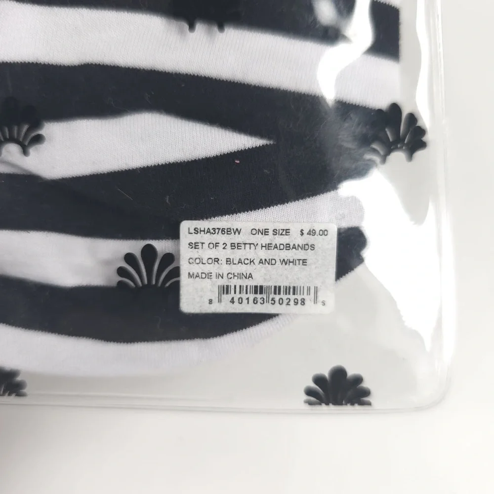 NWT LELE SADOUGHI SET‎ of 2 Betty Headbands Black & White LSHA376BW One Size